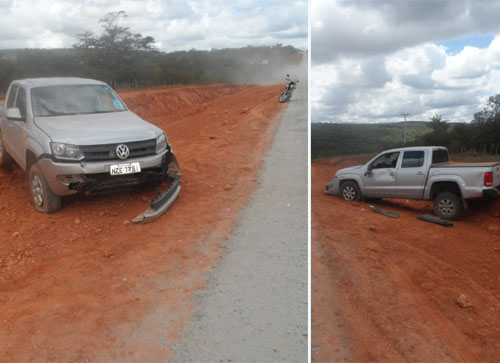 O médico perdeu o controle do veículo devido a um material que foi colocado para secagem do asfalto. Foto: Altier/Destaquebahia.com.br